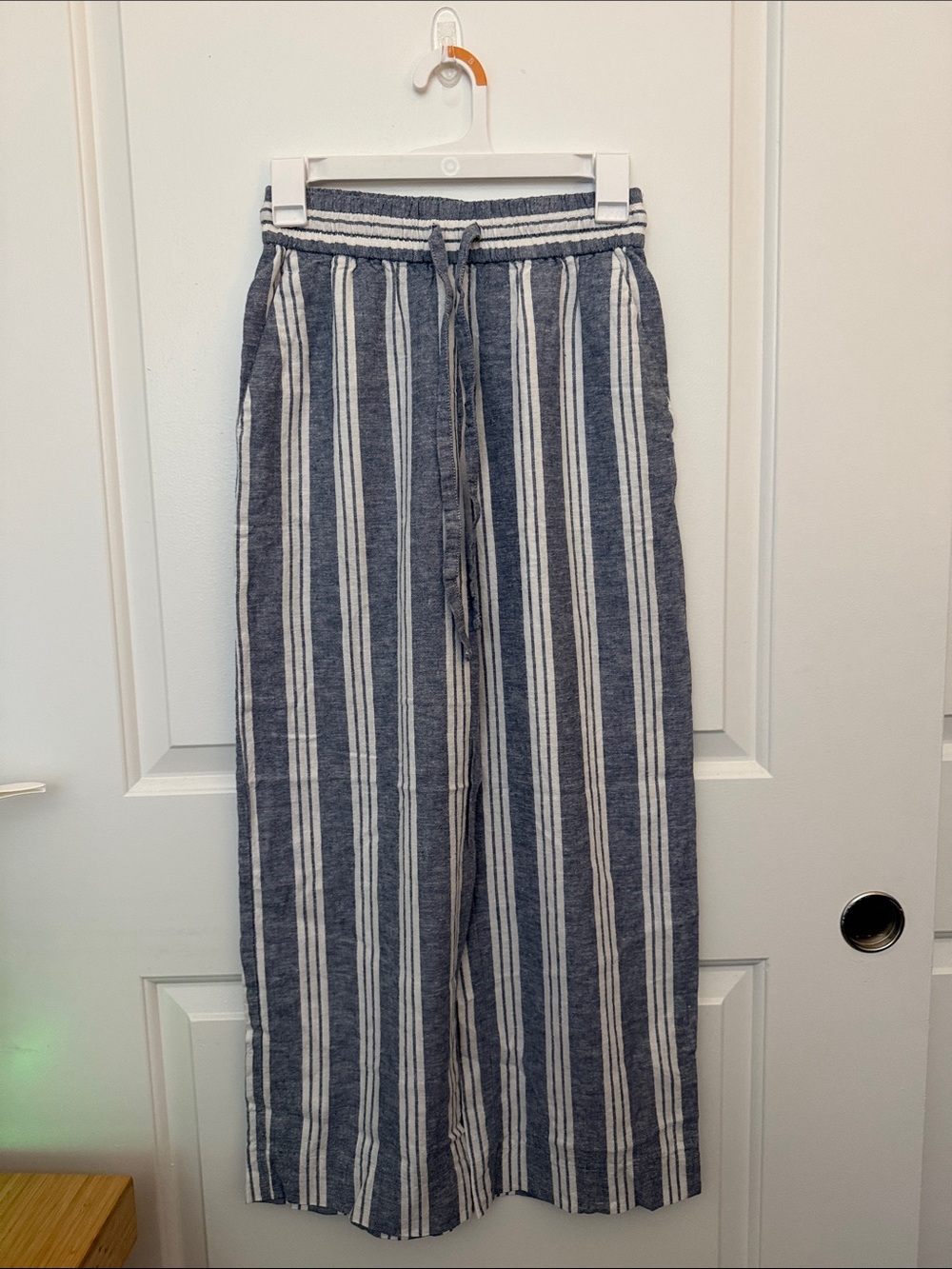 Zara Blue White Striped Wide Leg Palazzo Pants XS